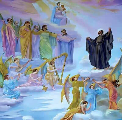 San Juan Eudes rodeado de ángeles en gloria