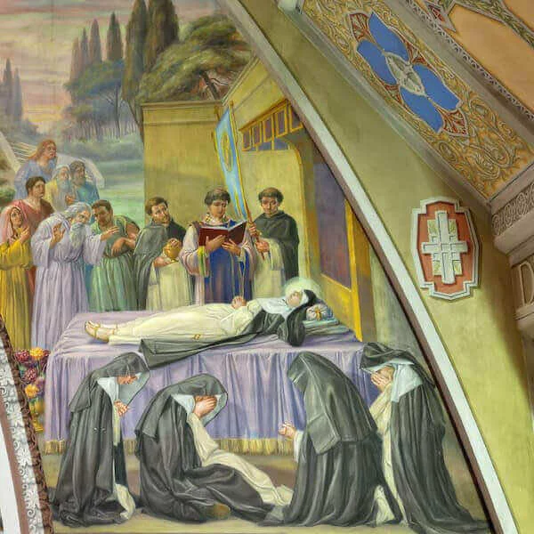 Vista de conjunto de la escena del funeral de Santa Amelia