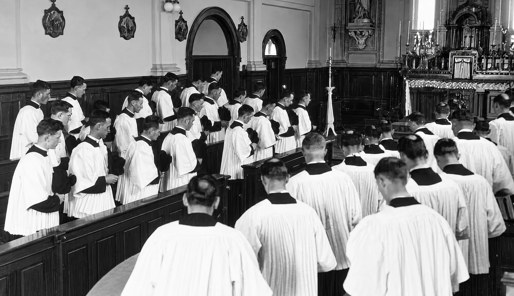 Los seminaristas en la capilla