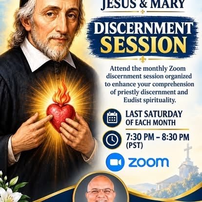 Anuncio del encuentro mensual de discernimiento de Jesús y María por Zoom